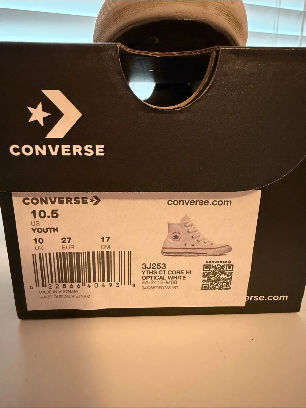 Converse Toddler High Top Sneakers in Off-White with Red Accent